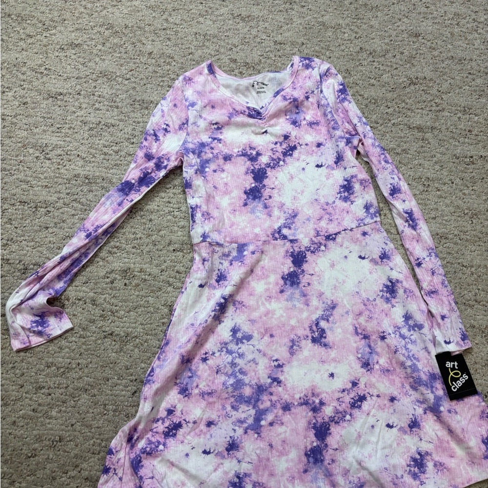 Art Class Kids Tie-Dye Dress - Purple and White